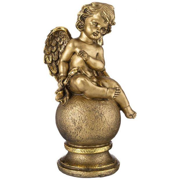 Фигурка "ангел на шаре" высота 44 см цвет: бронза с позолотой-169-359