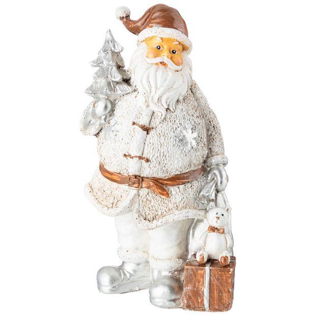 Фигурка декоративная "дед мороз с подарком и мишкой" высота=22 см-169-640