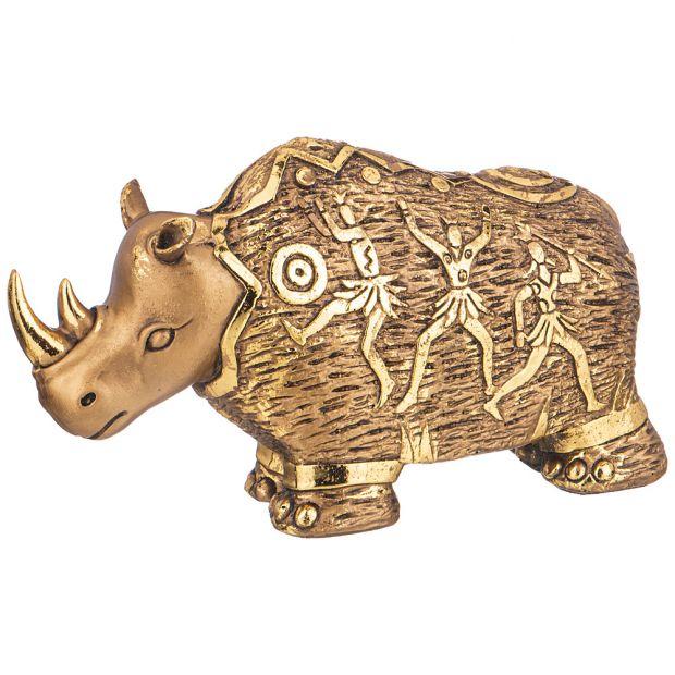Фигурка декоративная "носорог c наскальными рисунками" н-16см,l-27см,w-10см  цвет: бронза с позолото-169-885