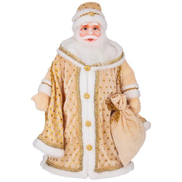 Кукла мягконабивная "дед мороз царский золотой " высота==50 см в упаковке-140-333