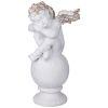 Фигурка декоративная "ангел спящий на шаре" цвет:белый с позолотой высота=42см-169-575