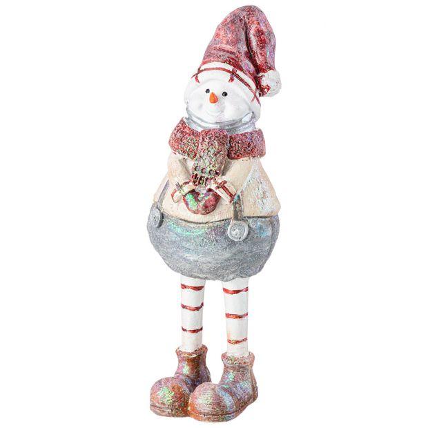 Фигурка декоративная "снеговик в валенках" высота=25см-169-618