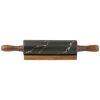 Скалка с деревянными ручками на подставке  коллекция "золотой мрамор" цвет: black 40,6*6,5*6,5 см-412-108