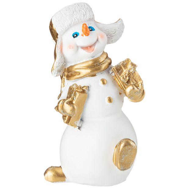 Фигурка декоративная "снеговичок с подарками в руках" высота=12 см-169-709