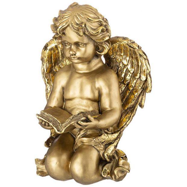 Фигурка декоративная "ангел с книгой" высота 38 см цвет: бронза с позолотой-169-357