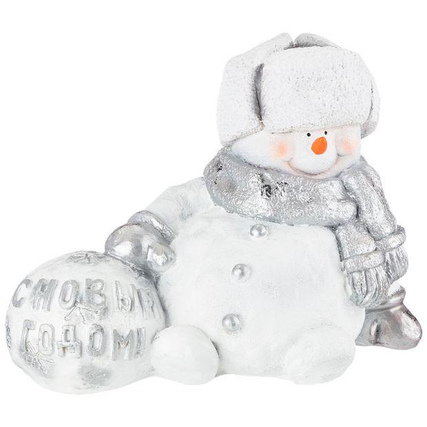 Фигурка декоративная "снеговик с шаром " новый год " высота=32см-169-606