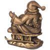 Фигурка декоративная "дед мороз на санях с мишкой" н-25см цвет: бронза с позолотой-169-776