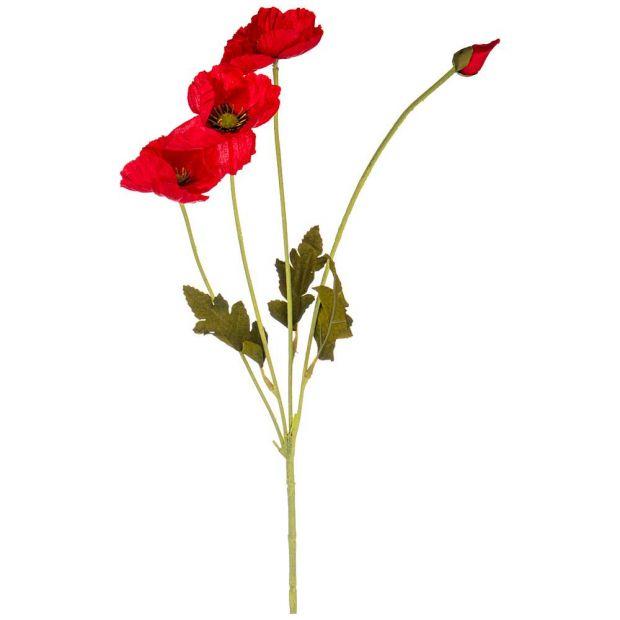 Цветок искусственный "мак красный" 60 см (мал.уп=36шт/кор=504шт)-21-2031