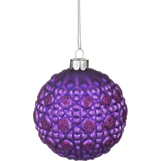 Декоративное изделие шар стеклянный диаметр=8 см. высота=9 см. цвет: фиолетовый (кор=96шт.)-862-117