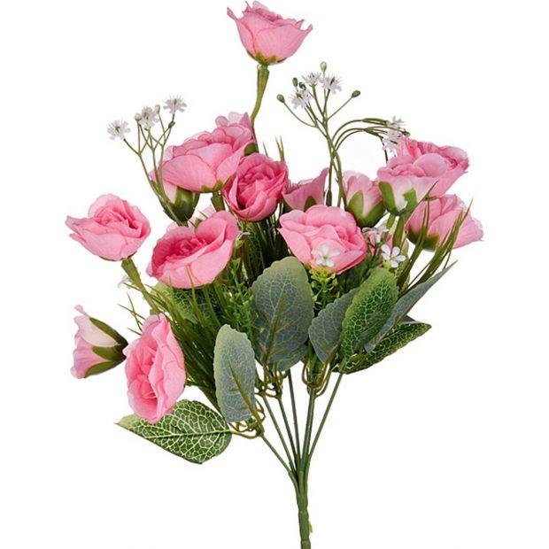 Цветок искусственный высота=35 см."роза кустовая" 100% полиэстр (мал=300шт./кор=600шт.)-23-314
