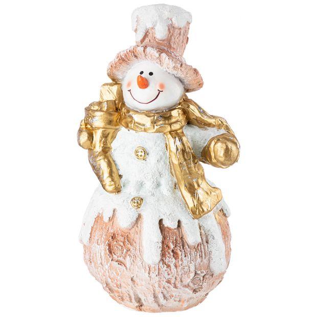 Фигурка декоративная "снеговик с носком подарков" 20*18*39см-169-591