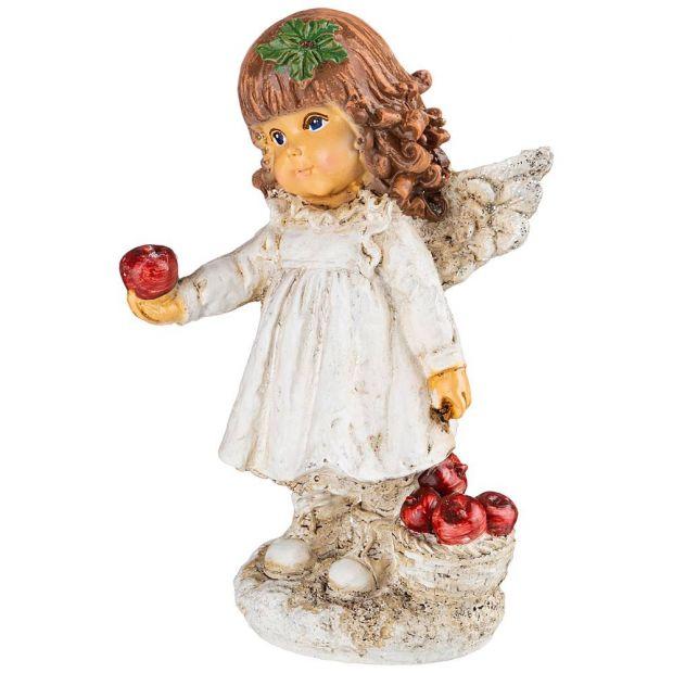 Фигурка декоративная "девочка-ангелочек с яблоками" высота 19 см-169-214