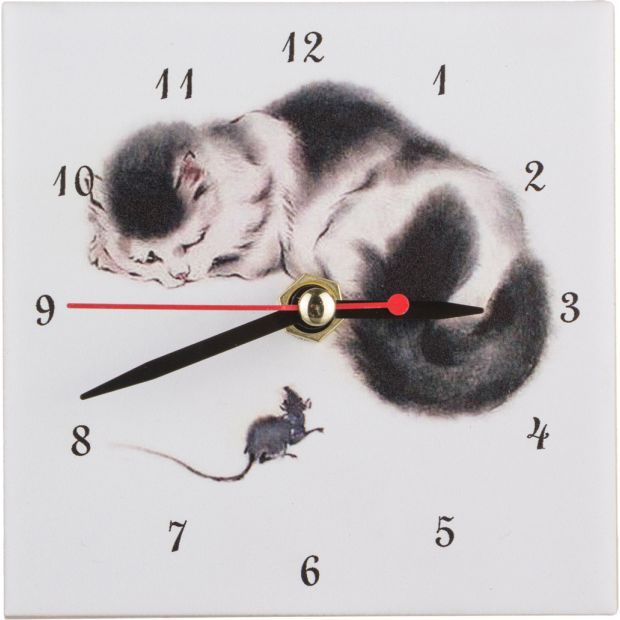 Часы "кошки:мышка" 10*10 см.-354-795