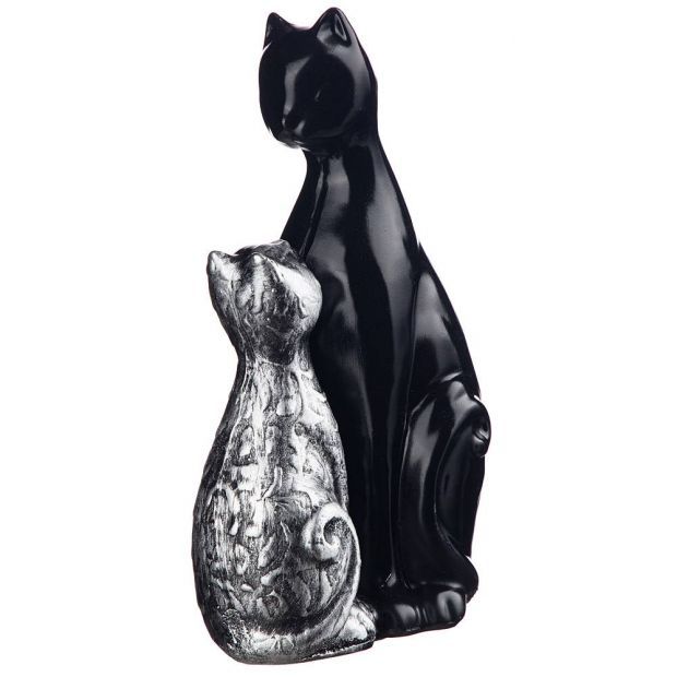 Фигурка декоративная "кошка с котенком" 16*25,5 см цвет: черный с серебром-169-276