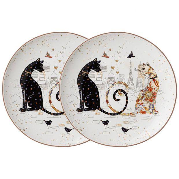 Набор тарелок закусочных lefard "парижские коты" 2 шт. 20,5 см (кор=24наб.)-104-833