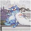 Фартук "синие коты. париж", 100% хлопок,твил, белый-850-717-7