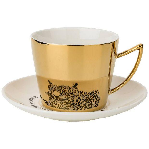 Чайный набор "leopard" на 1пер. 2пр. 220мл, золотой (кор=6наб)-91-083