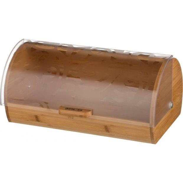 Хлебница деревянная с пластиковой крышкой 36*21*17 см. (кор=4шт.)-938-043