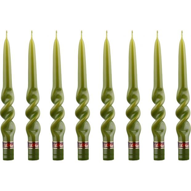 Набор свечей из 8 шт."альфа" 8 шт.зеленый высота=23 см. (кор=6набор.)-348-444