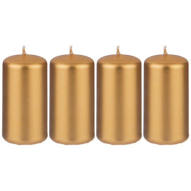 Набор свечей из 4 шт. 8*4 см. золотой металлик (кор=6 наб.)-348-447