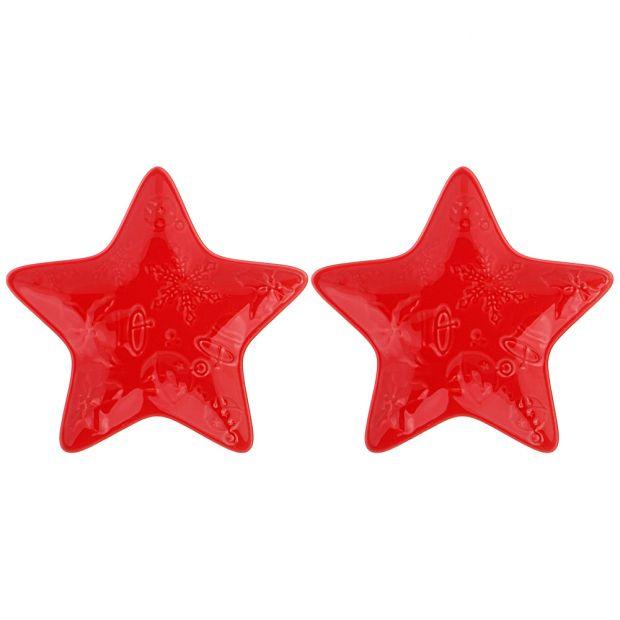 Набор тарелок-звезда lefard "celebration" 2 шт. 14 см красный (кор=24наб.)-189-322
