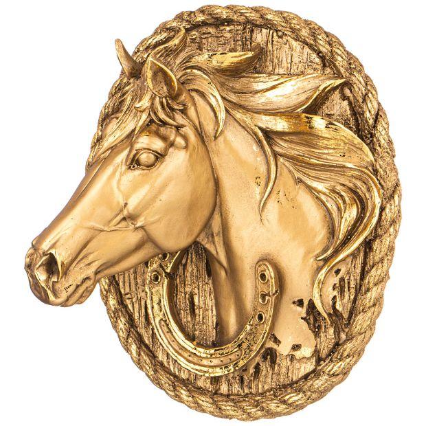 Панно "голова лошади"  н-26см,d-24cм цвет: бронза с позолотой-169-847