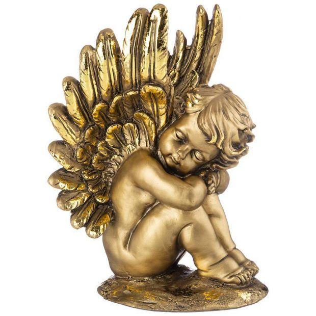 Фигурка декоративная "ангел на камне" высота 29 см цвет: бронза с позолотой-169-364
