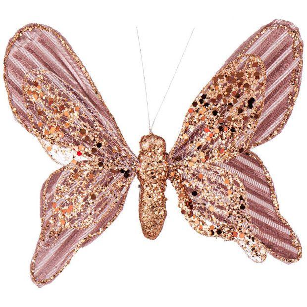 Бабочка для декора "ажур" с клипсой диаметр=20 см цвет:pink (мал.уп.=24 шт)-136-102