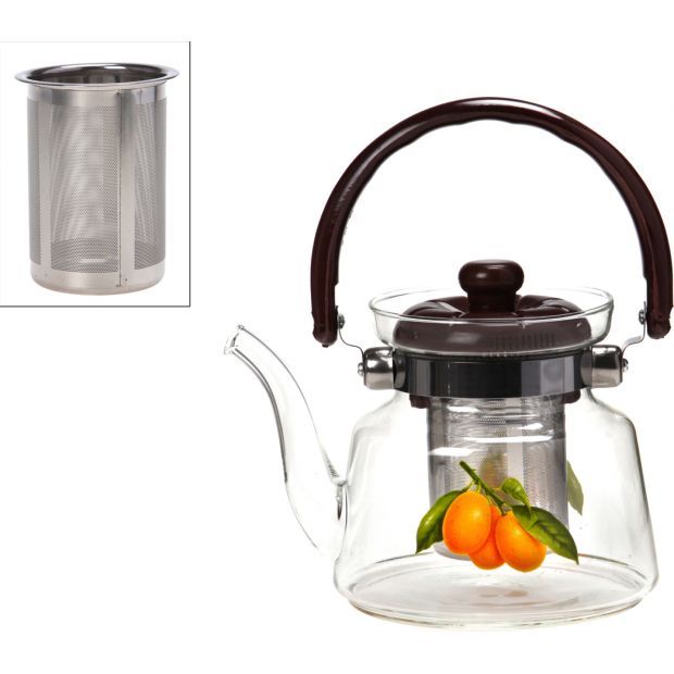 Заварочный чайник agness 800 мл. с фильтром жаропрочное стекло (кор=24шт.)-891-002