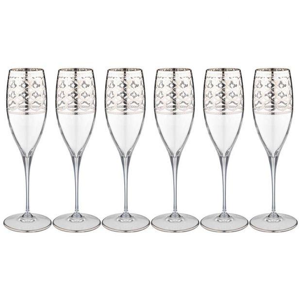 Набор бокалов для шампанского из 6 штук 260мл "athene platino"-326-090