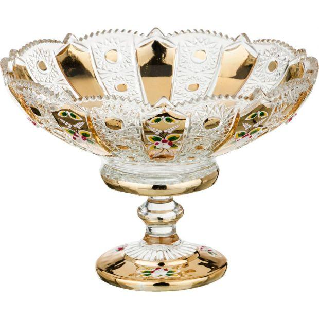 Фруктовница на ножке "lefard gold glass" диаметр=25 см. высота=17 см. (кор=6шт.)-195-106