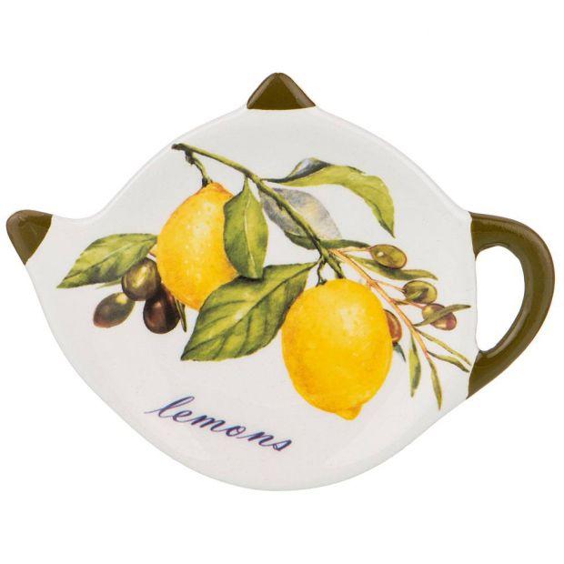 Подставка под чайный пакетик "лемон три" 12*8,5 см. высота=1,5 см. (кор=144шт.)-358-1596