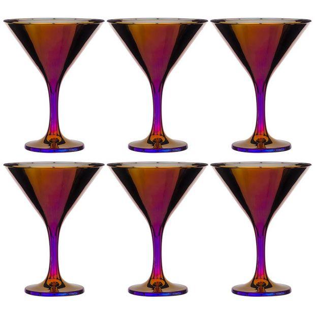 Набор 6 бокалов для мартини 190 мл "королевская фуксия"-194-393