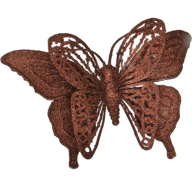 Изделие декоративное "бабочка" на клипсе. длина=17см. шоколад (кор=400шт.)-241-2454