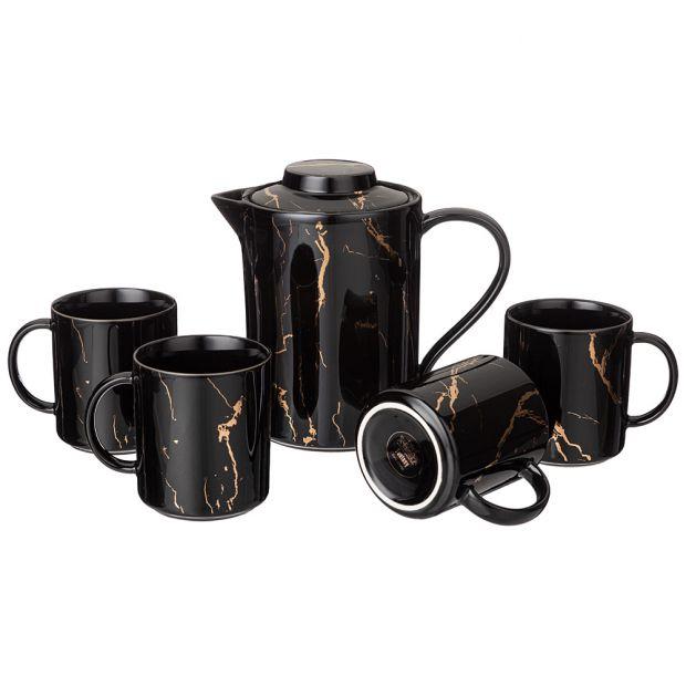 Чайный набор lefard "fantasy" на 4 пер. 5 пр. черный (кор=8наб.) чайник 900 мл кружка 250 мл-42-440