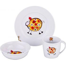 Набор посуды на 1 персону 3 пр.: кружка +блюдце+тарелка 300 мл. высота=8 см.-606-841