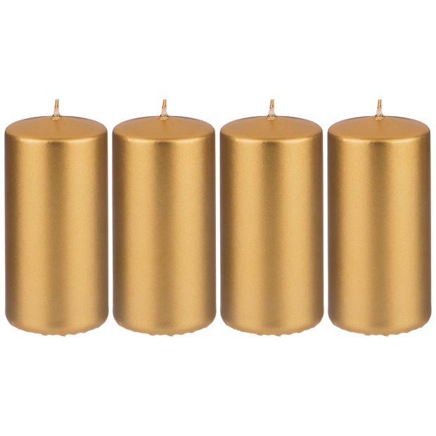 Набор свечей из 4 шт. 10*5 см. золотой металлик (кор=6 наб.)-348-445
