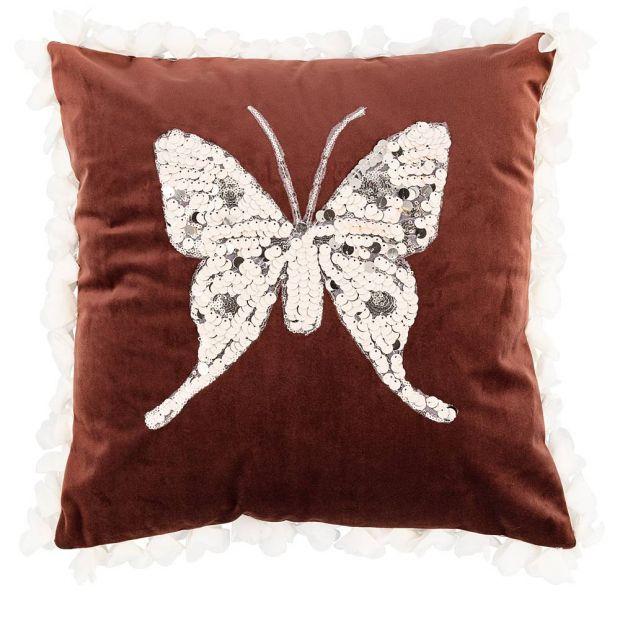 Подушка декоративная "бабочка",45х45см,коричневый,100%пэ-850-829-3