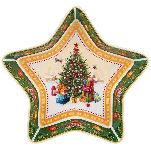 Блюдо-звезда lefard "с новым годом!" елка 17,5х3,5 см зеленое (кор=36шт.)-85-1610