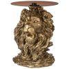 Стол журнальный со стеклянной столешницей "лев" высота 70 см цвет: бронза с позолотой-169-368