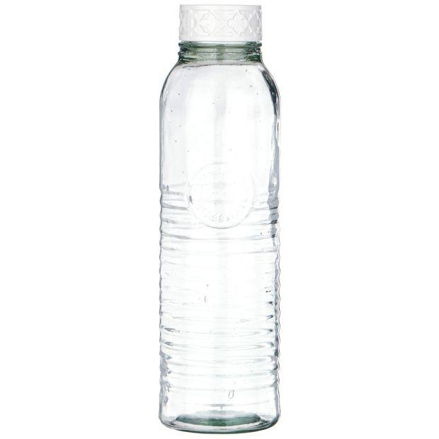 Бутылка круглая стеклянная 1.1л, крышка белая-166-138