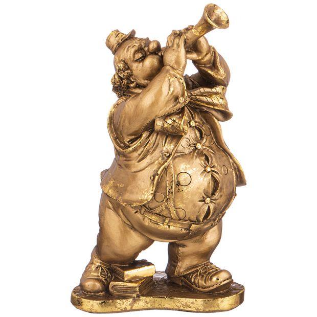 Фигурка декоративная "клоун играет на трубе" н-25см,l-15см,w-12 см цвет: бронза с позолотой-169-877
