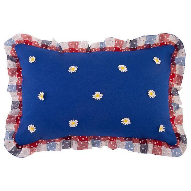 Подушка декоративная  "индиго" ,40х60см,100% хлопок,синий+клетка,синтипон-850-883-61