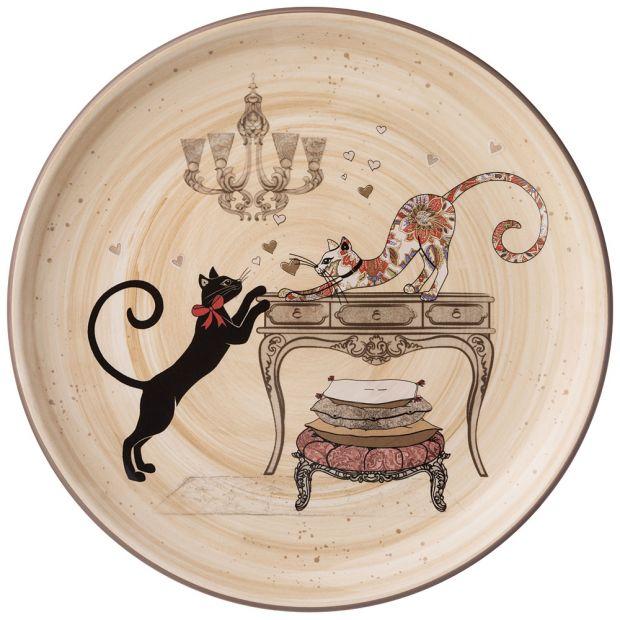 Тарелка "парижские коты" 21*21 см. высота=2,5 см. (кор=24шт.)-358-1744