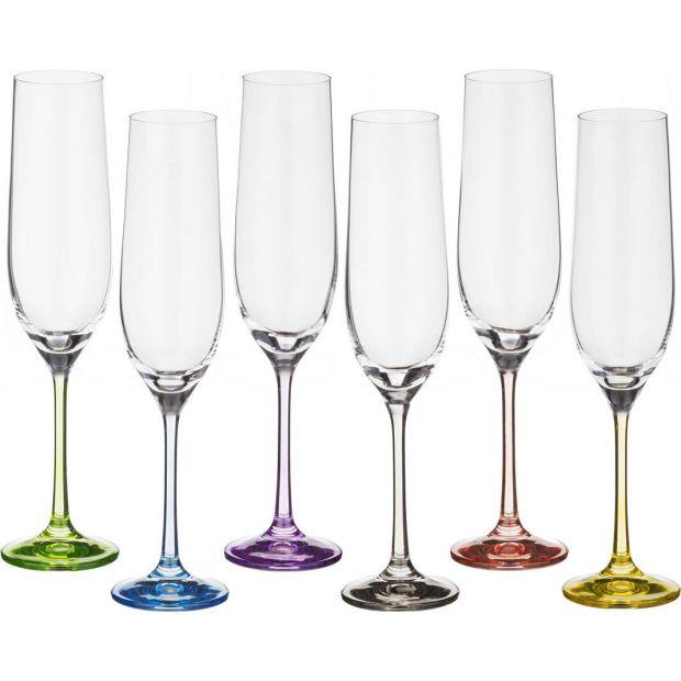 Набор бокалов для шампанского из 6 шт. "rainbow" 190 мл высота=24 см (кор=8набор.)-674-416