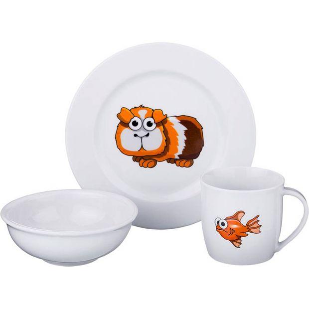 Набор посуды на 1 персону 3 пр. "зверята": кружка +блюдце+тарелка-606-833