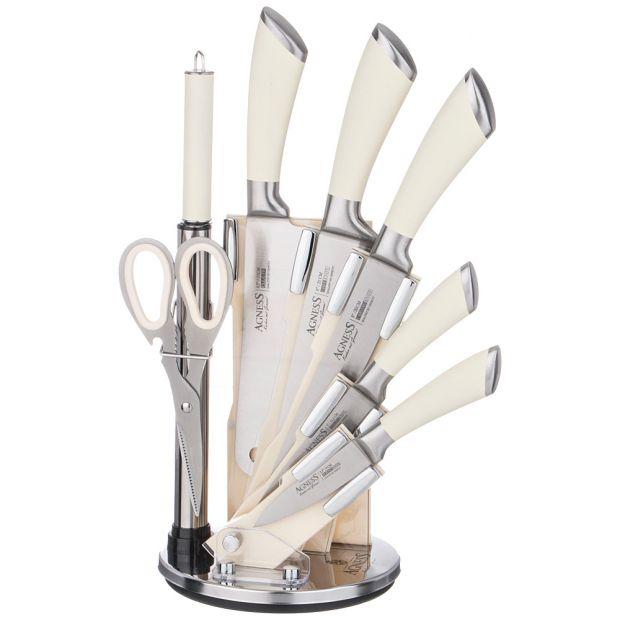 Набор ножей нжс с силиконовыми ручками на пластик. подставке 8 пр.-911-502