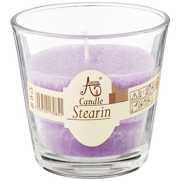 Свеча ароматическая стеариновая в стакане lavender диаметр 7,5 см высота 7,5-348-804