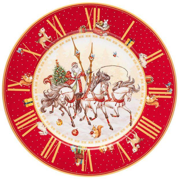Тарелка обеденная lefard "часы" 26см красная (кор=18шт.)-85-1711