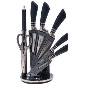 Набор ножей agness с ножницами и мусатом на пластиковой подставке, 8 предметов (кор=6набор.)-911-642